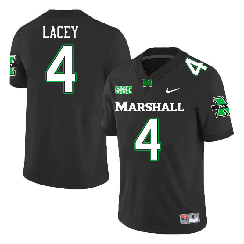 Marshall Thundering Herd #4 Demarcus Lacey College Football Jerseys,Uniforms-Black